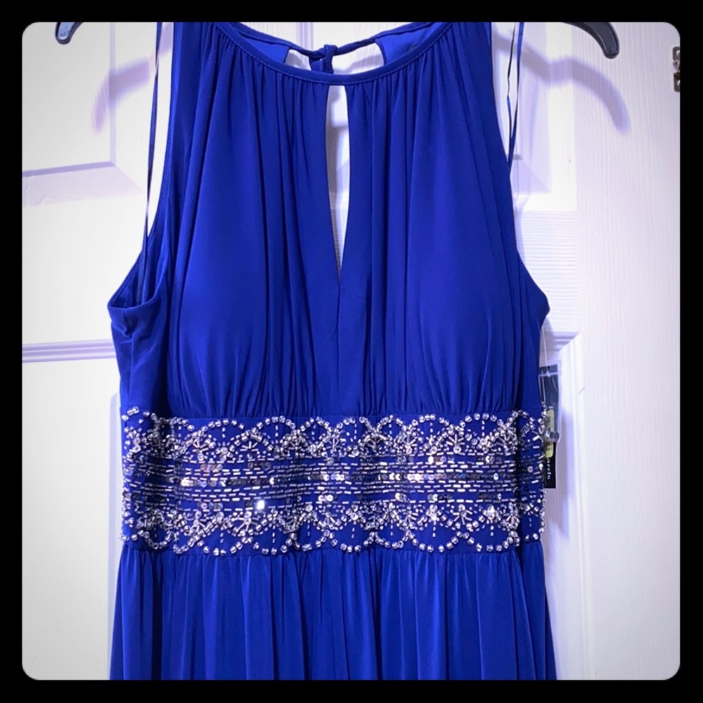 NWT Royal Blue R&M Richards Beaded Gown